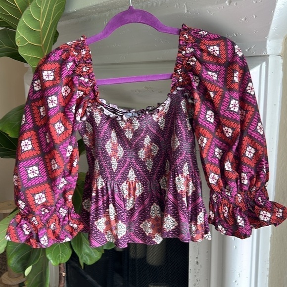 Anthropologie Puff Sleeve Smocked Top - Picture 5 of 8